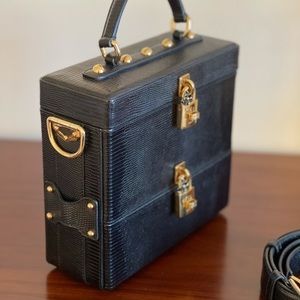 DOLCE & GABBANA
 Leather Lock Box Bag In Black